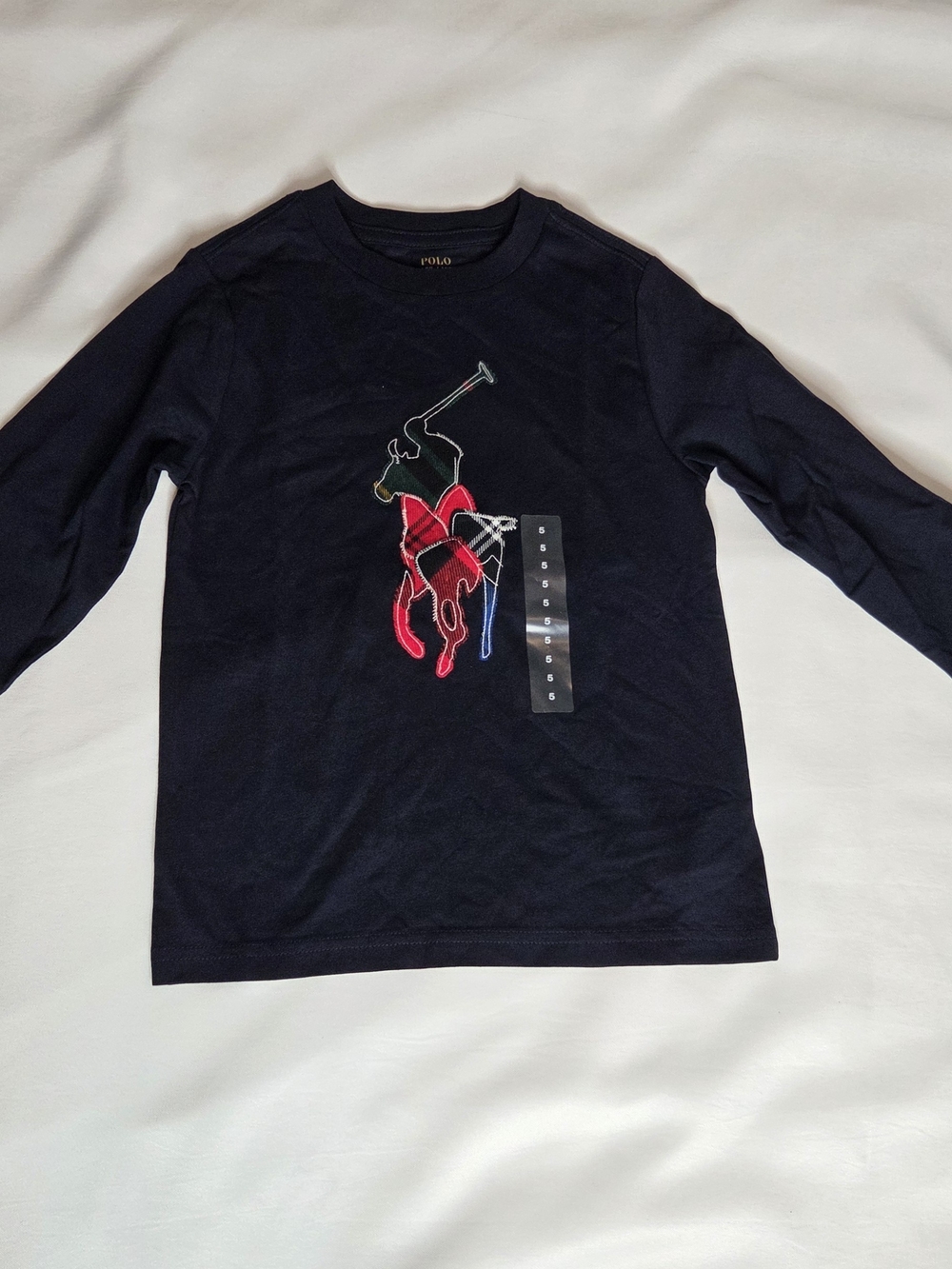 Polo by Ralph Lauren Navy Long-Sleeve Tee with Multicolor Polo Player
